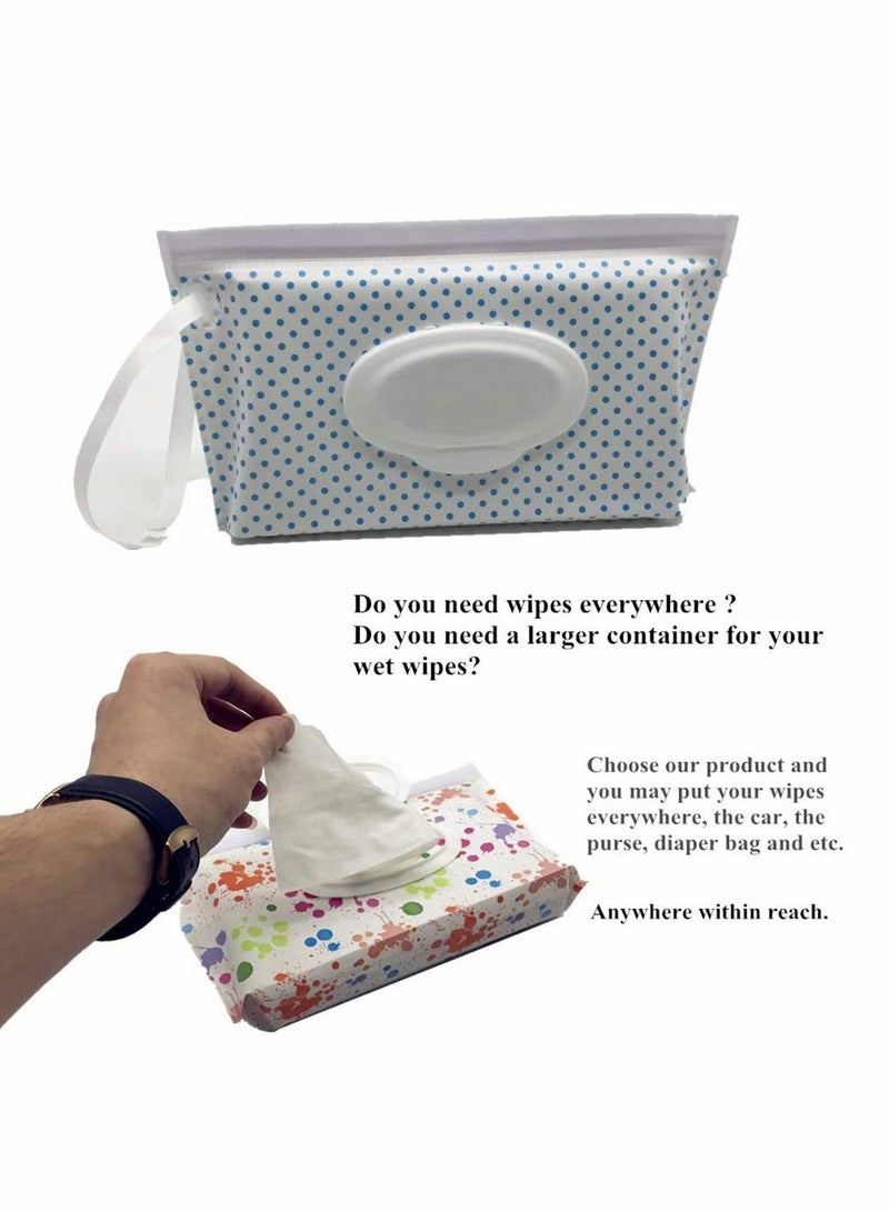 Wet Wipe Pouch 6 Pcs Baby Wet Wipe Pouch Travel Wipes Case Reusable Refillable Wet Wipe Bag Cases Portable Travel Wipes Dispenser Wipe Pouches for Baby, 6 Pack - Image 3